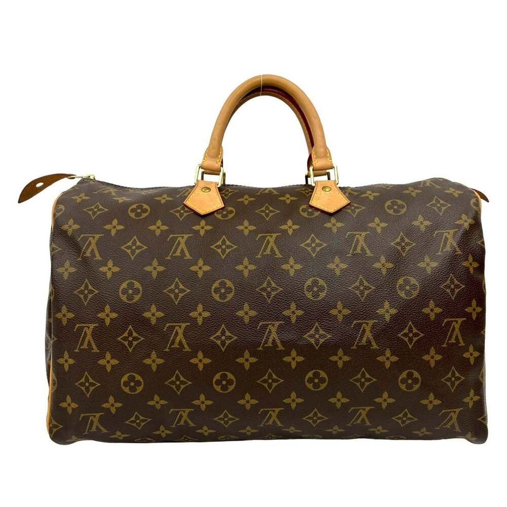 LOUIS VUITTON Authentic Brown Monogram Leather Speedy 40 Boston Bag - Picture 1 of 9